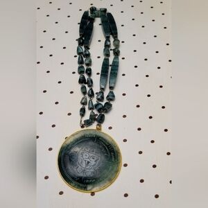 Vintage jade moon pendant necklace